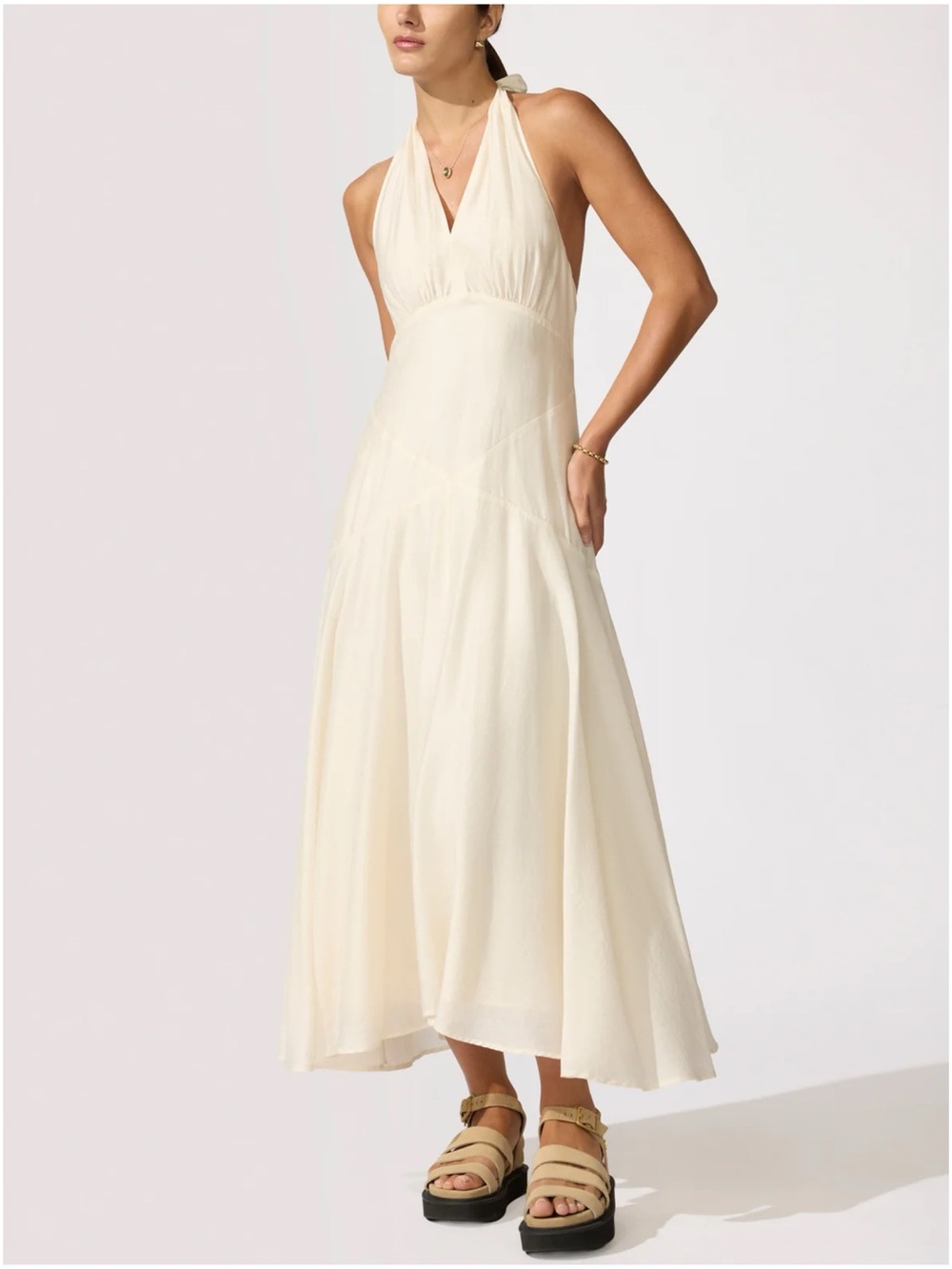 NWT Brochu Walker The Tori Voile Dress in Creme XS - Picture 2 of 16